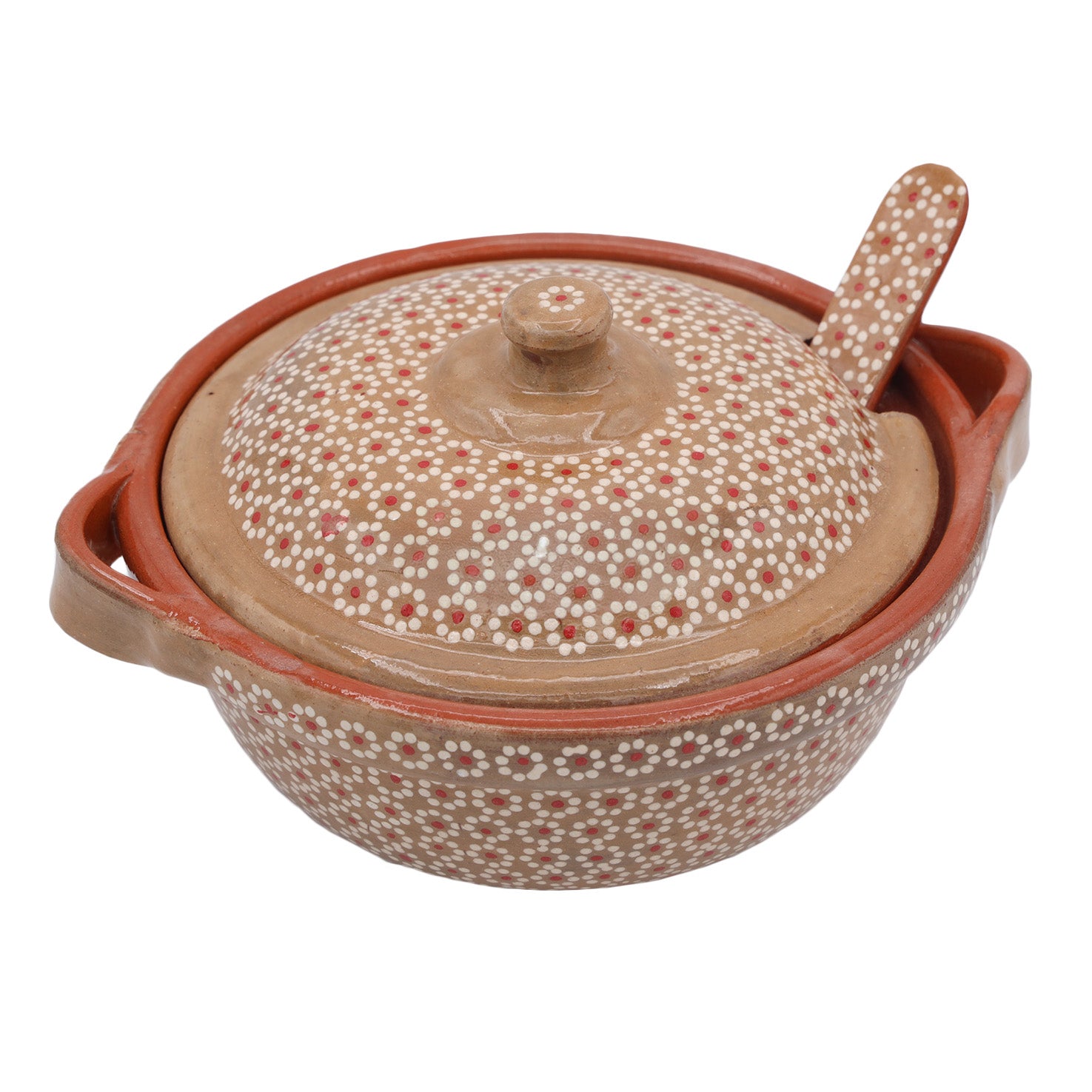 Capula Small Clay Cazuelita with Matching Lid and Spoon