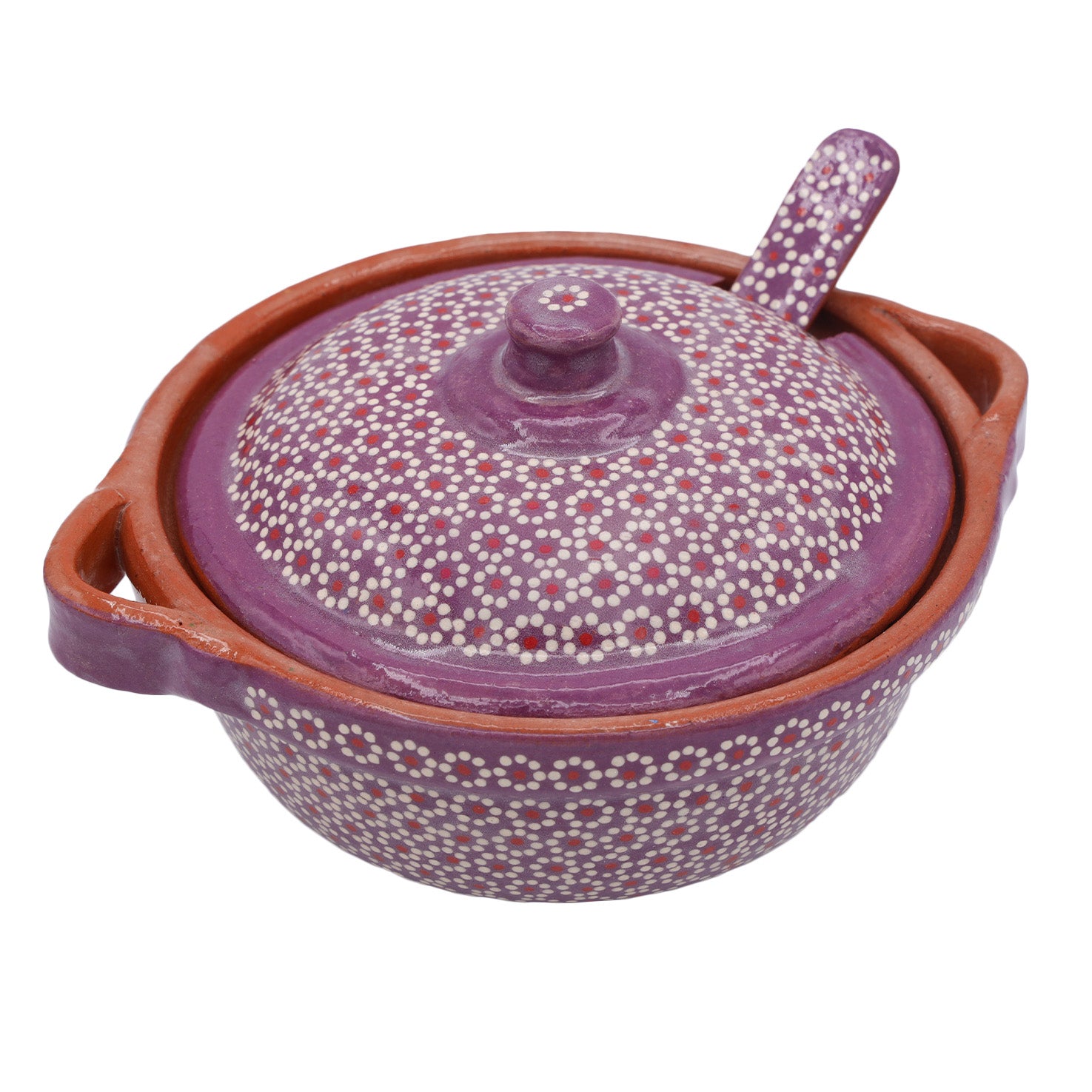 Capula Small Clay Cazuelita with Matching Lid and Spoon