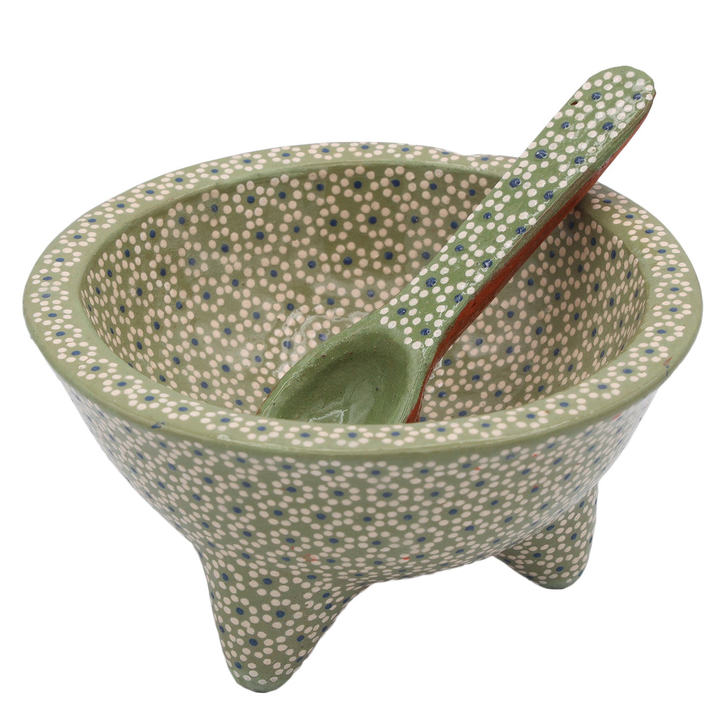 Capula Molcajete Clay Bowl and Matching Spoon