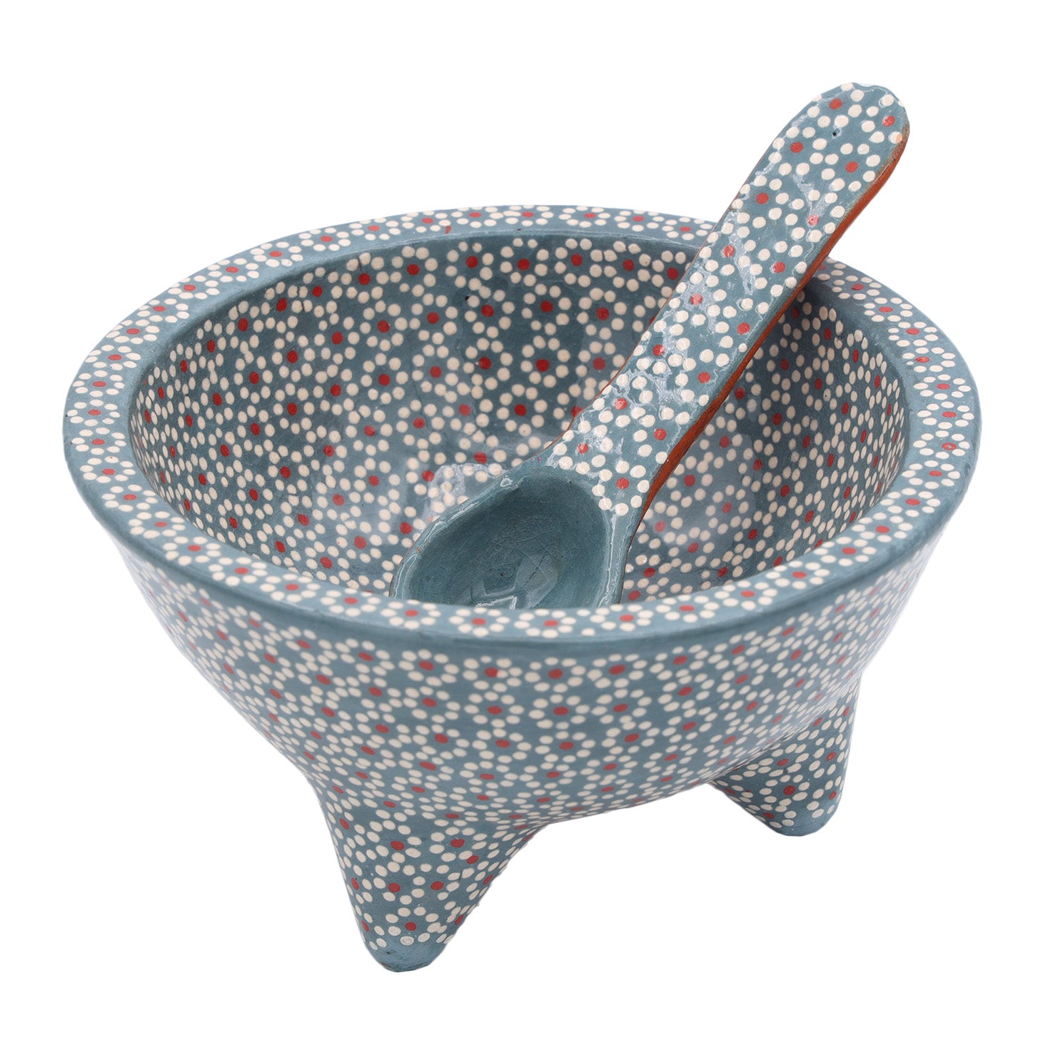 Capula Molcajete Clay Bowl and Matching Spoon