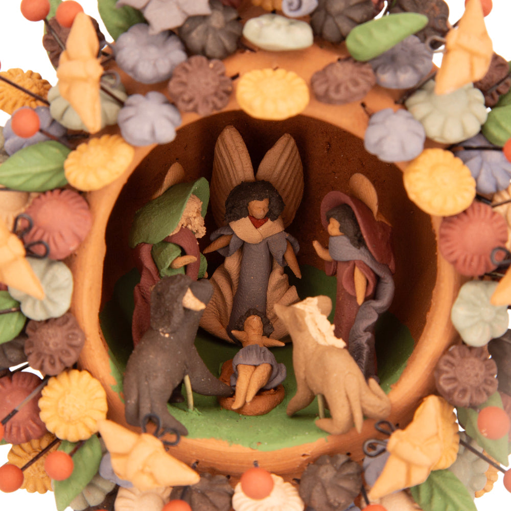 Pigmented Nativity Clay Sphere Sculpture