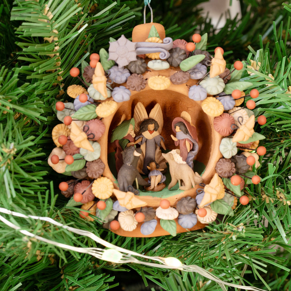 Pigmented Nativity Clay Sphere Sculpture