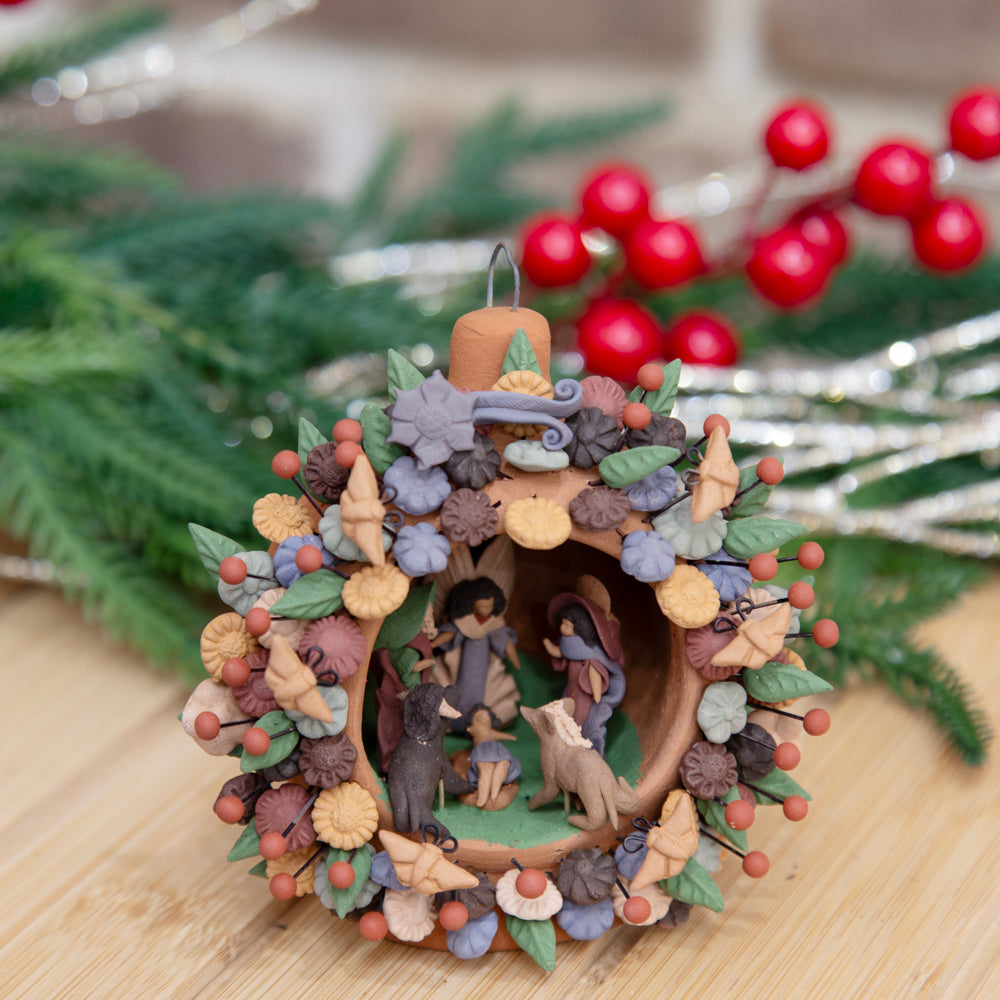 Pigmented Nativity Clay Sphere Sculpture