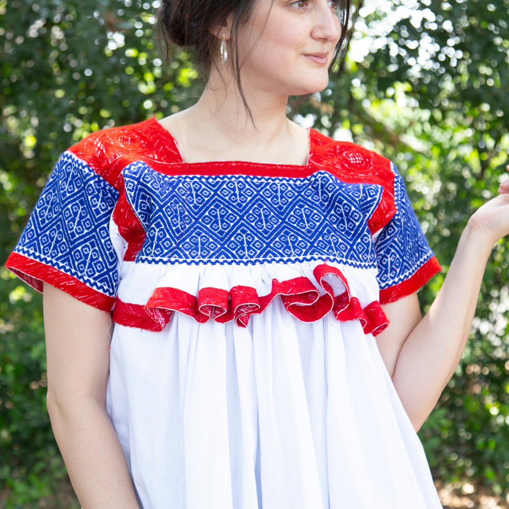Puebla Classic Embroidered Ruffles Blouse