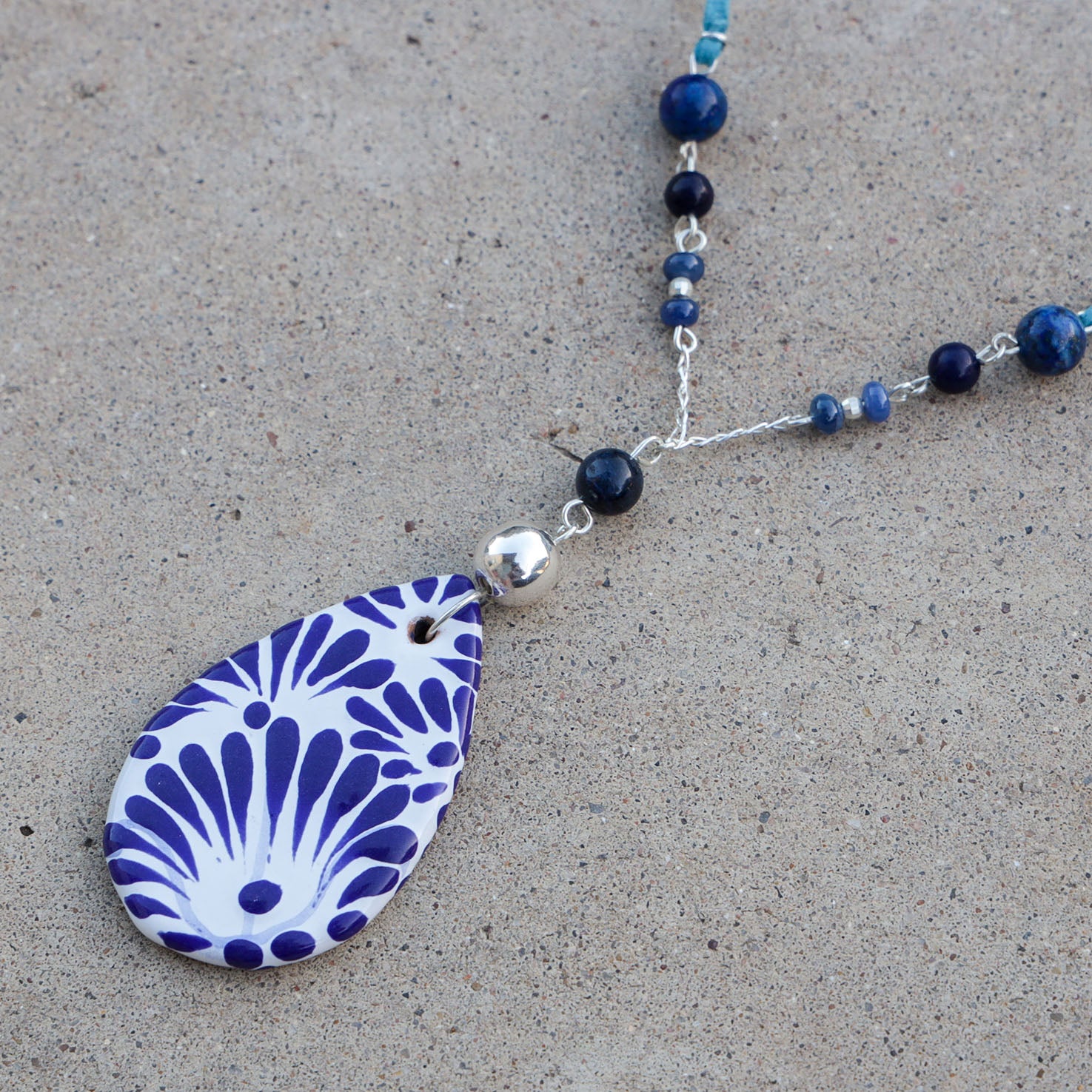 Sterling Silver Teardrop Talavera Necklace