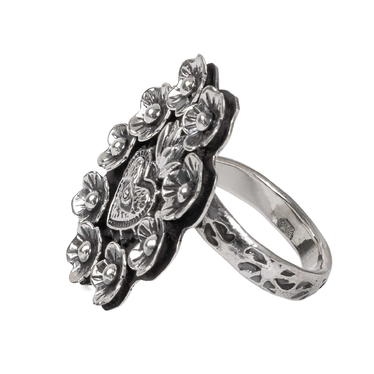 Sterling Silver Corazón Sagrado Garden Ring
