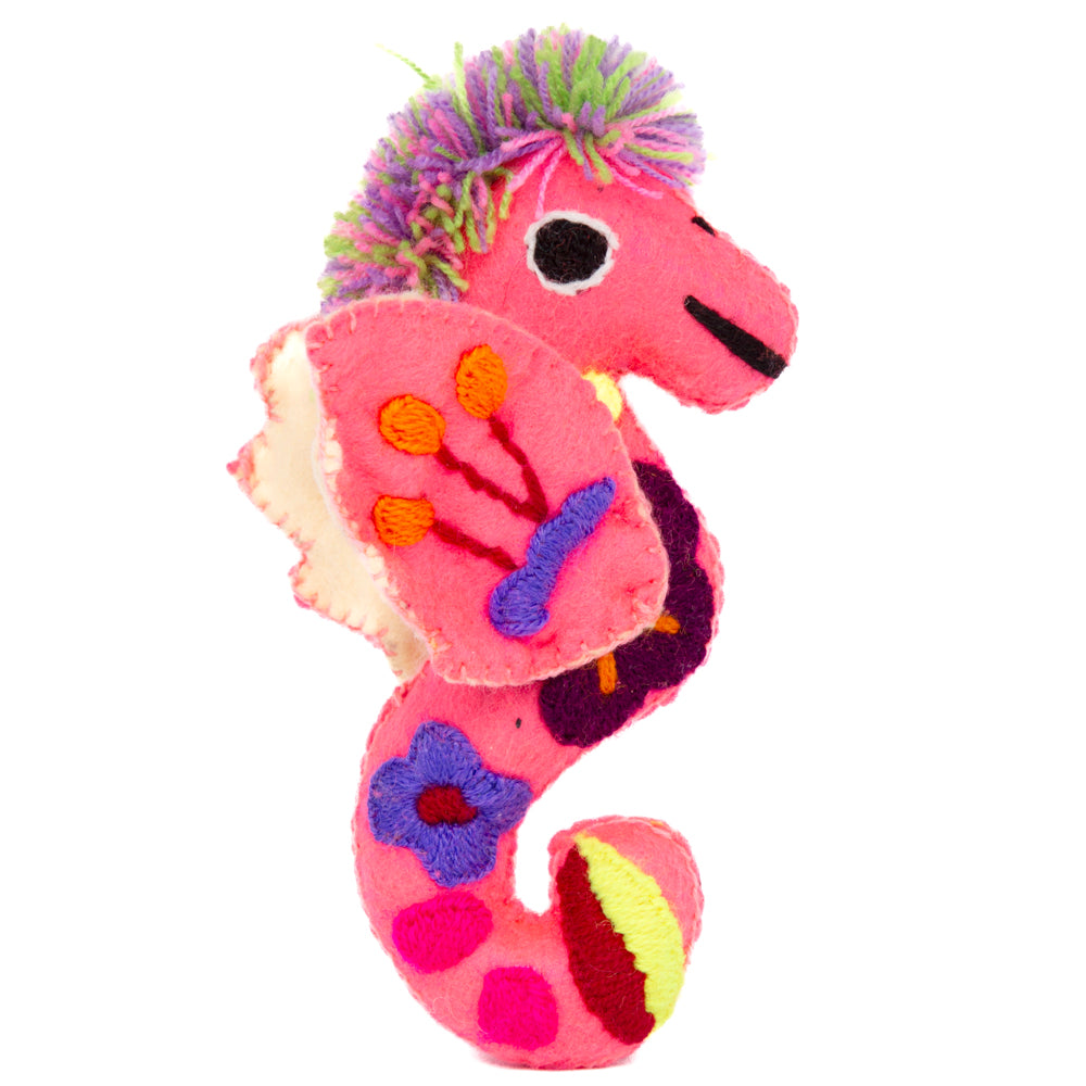 Seahorse Hand-Embroidered Stuffed Animal