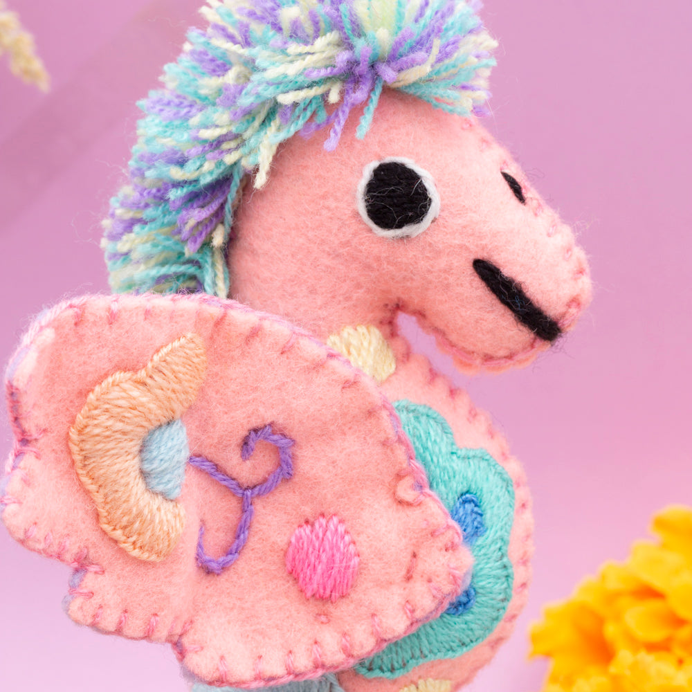 Seahorse Hand-Embroidered Stuffed Animal