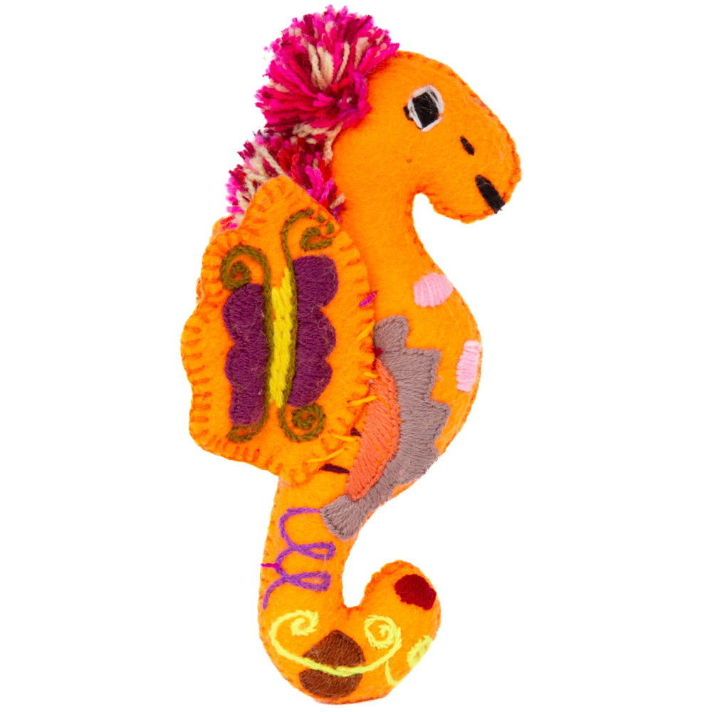 Seahorse Hand-Embroidered Stuffed Animal