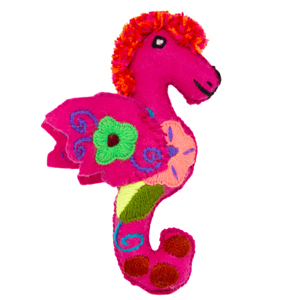 Seahorse Hand-Embroidered Stuffed Animal