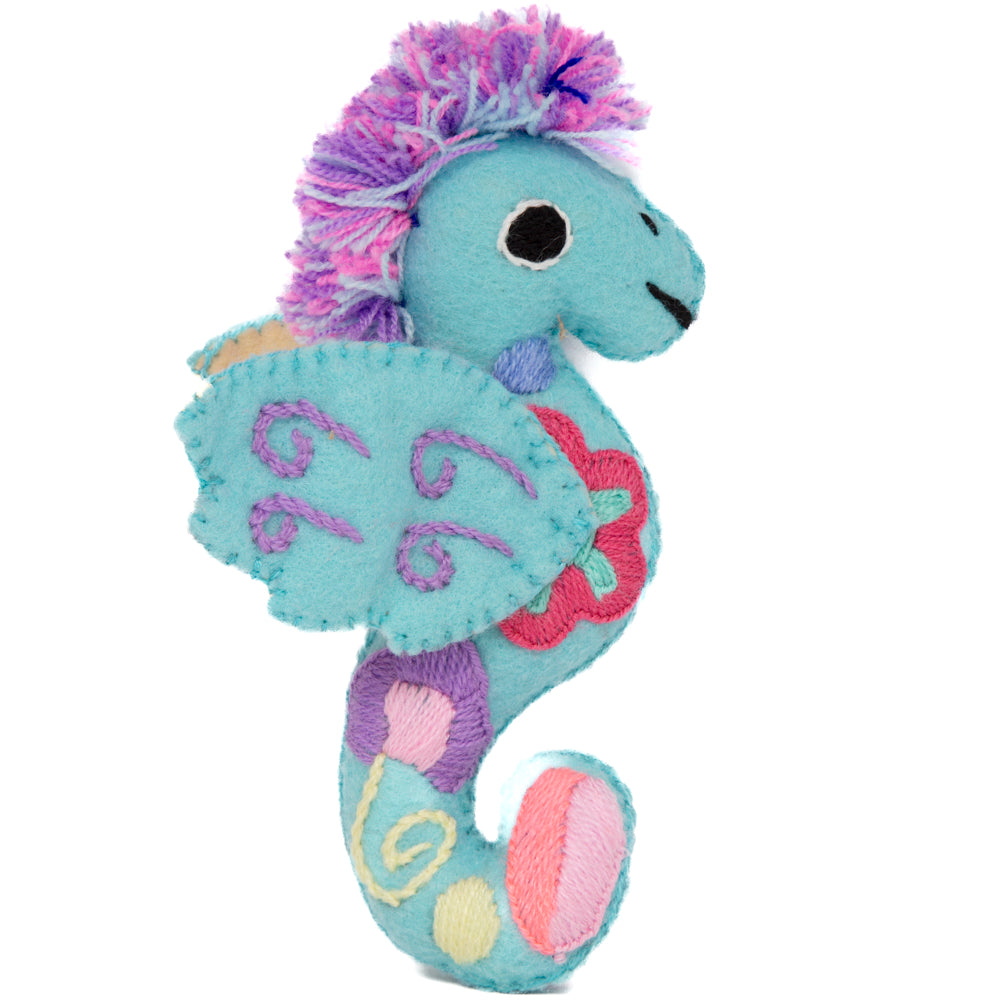 Seahorse Hand-Embroidered Stuffed Animal