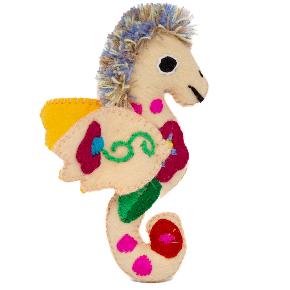 Seahorse Hand-Embroidered Stuffed Animal