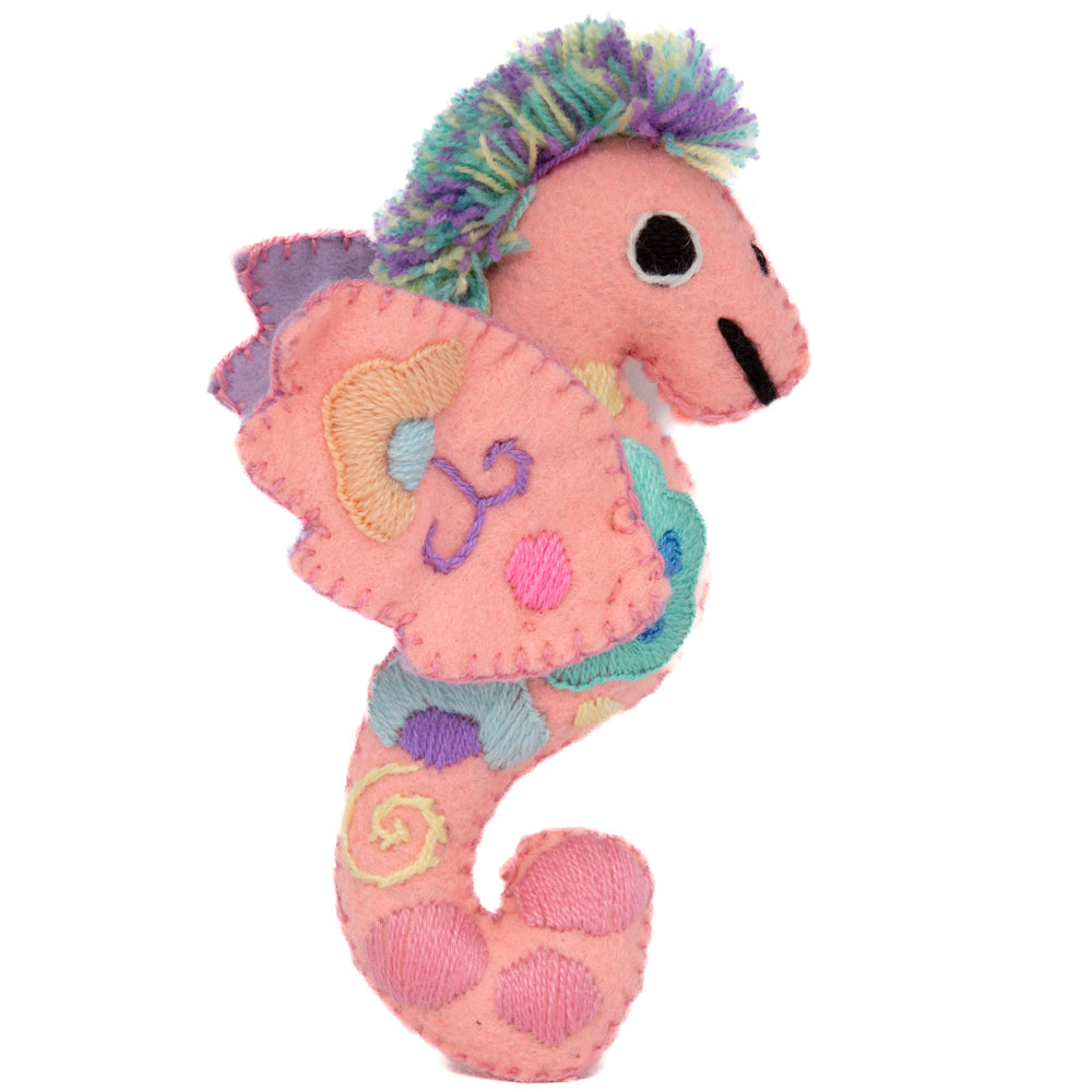 Seahorse Hand-Embroidered Stuffed Animal