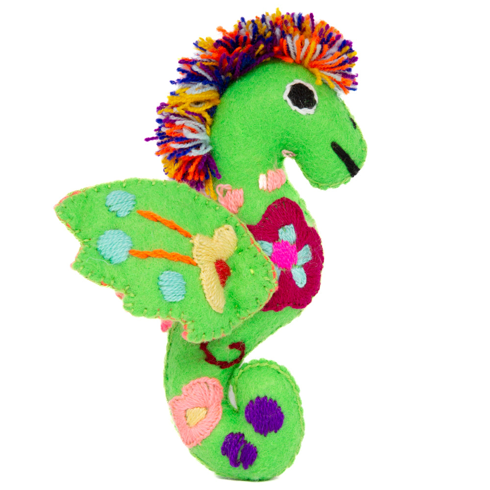 Seahorse Hand-Embroidered Stuffed Animal