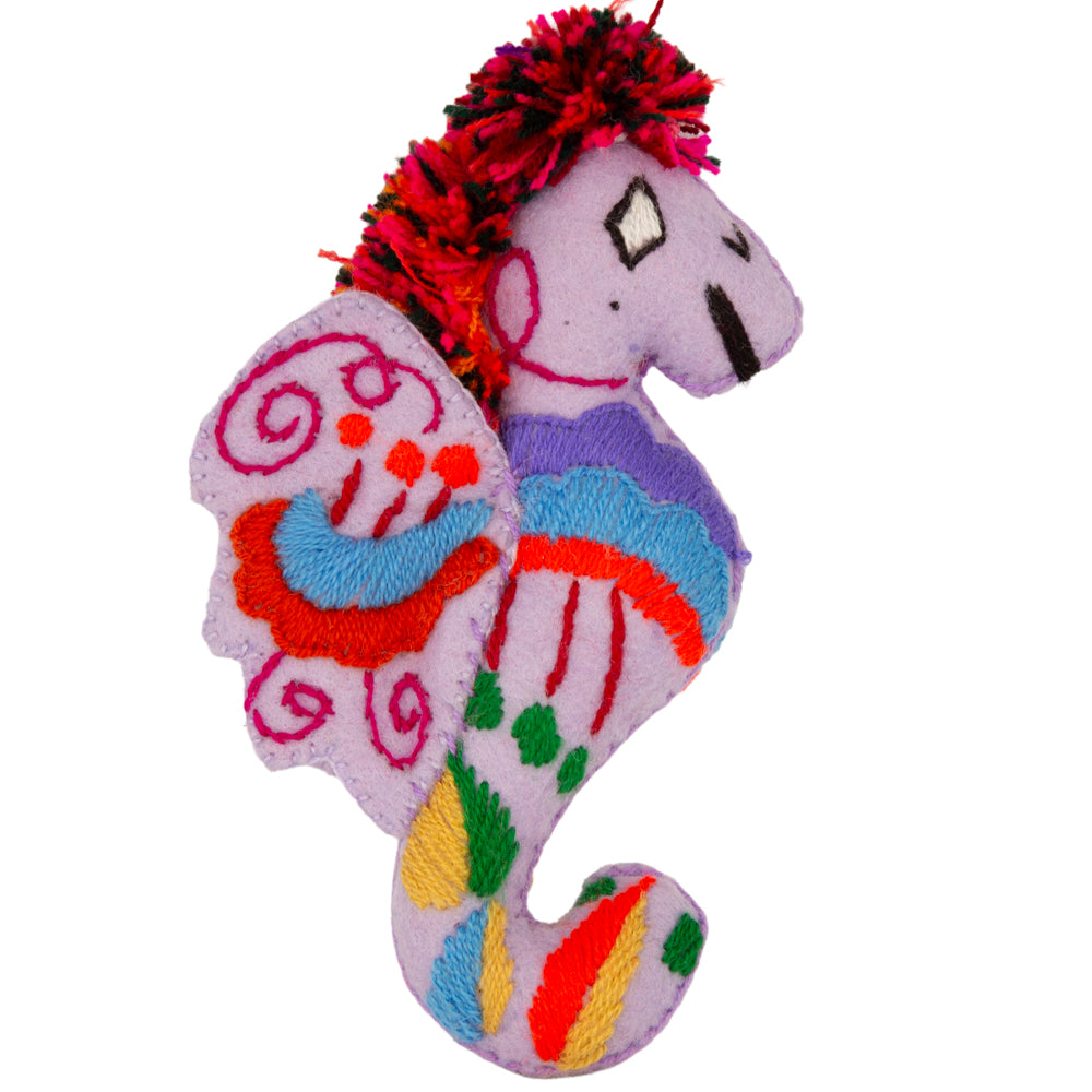 Seahorse Hand-Embroidered Stuffed Animal