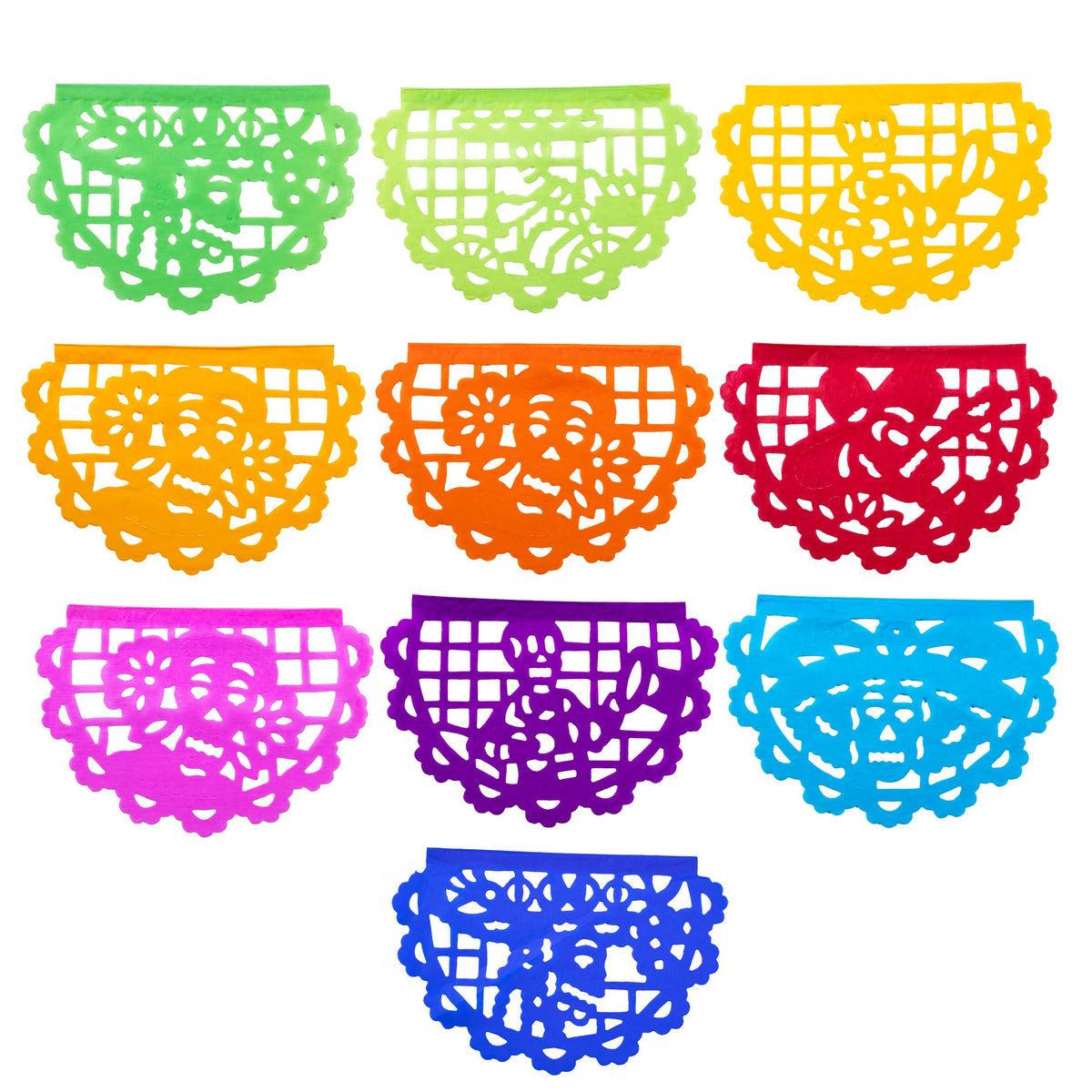 Fun Calacas Semi-Circular Papel Picado Banner
