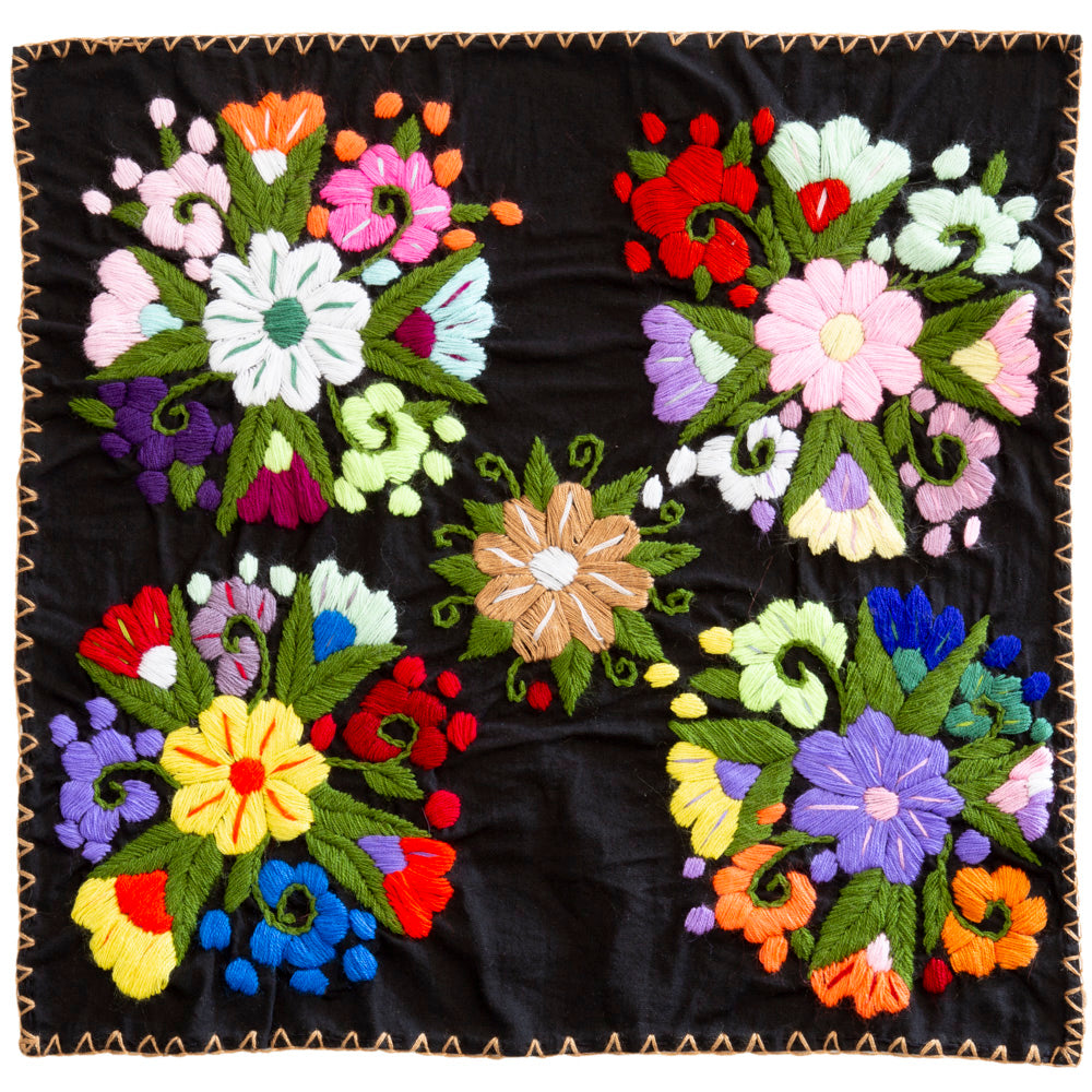 Hand-Embroidered Floral Tortilla Napkin