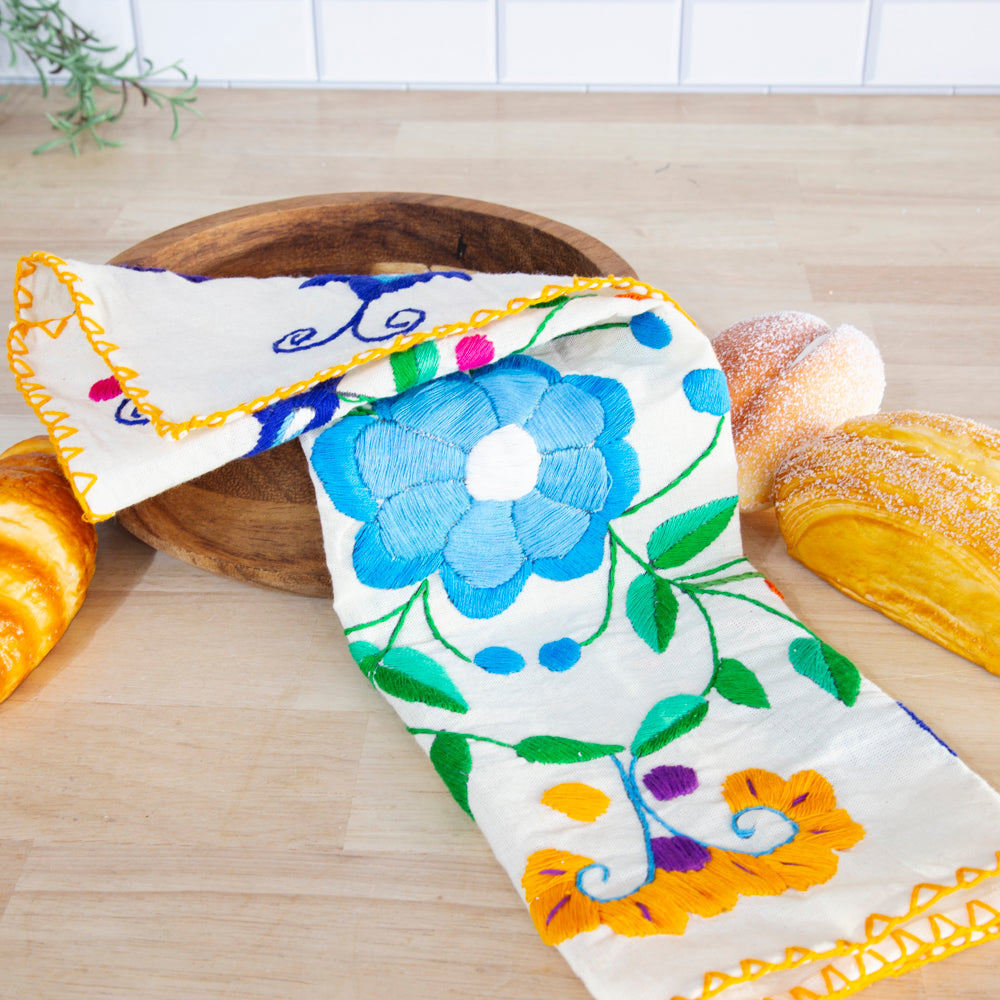 Hand-Embroidered Floral Tortilla Napkin
