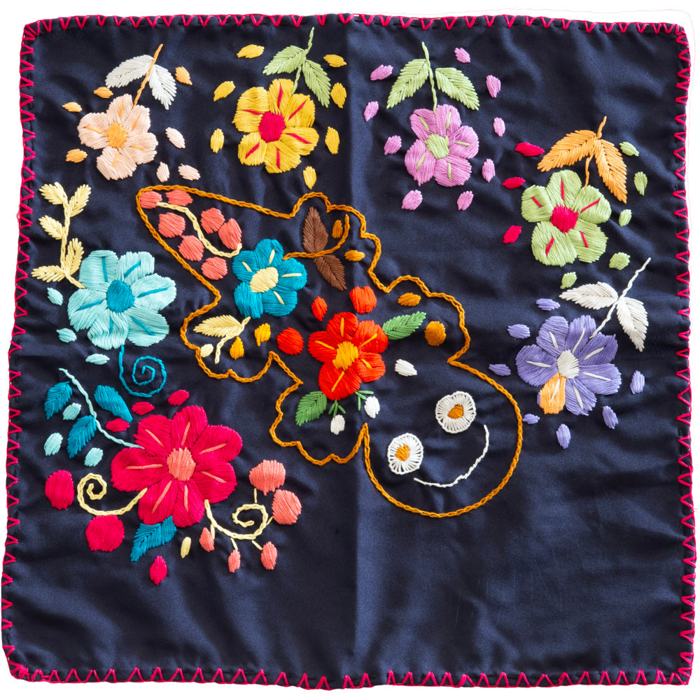 Hand-Embroidered Floral Tortilla Napkin