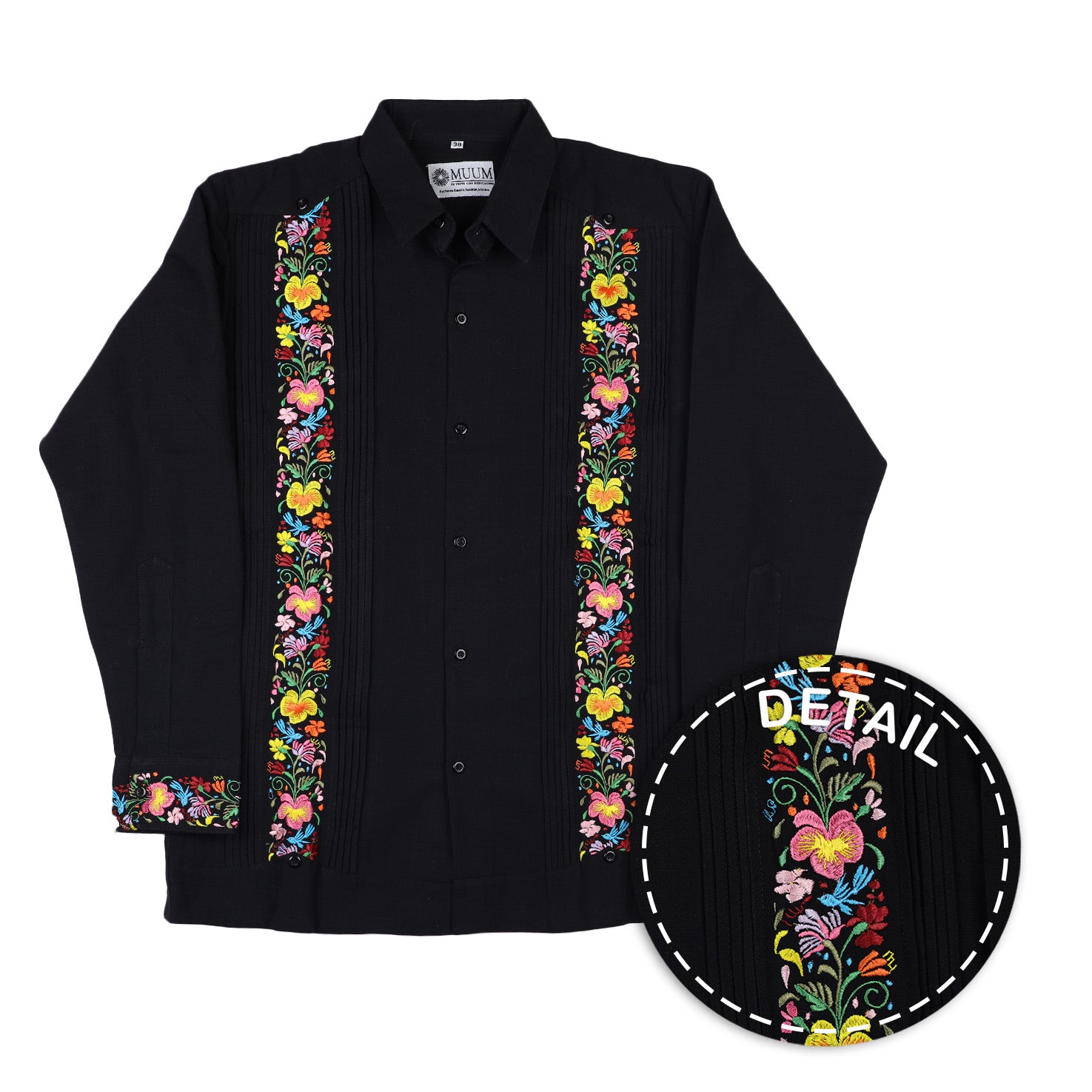 Noche Floral Embroidered Guayabera