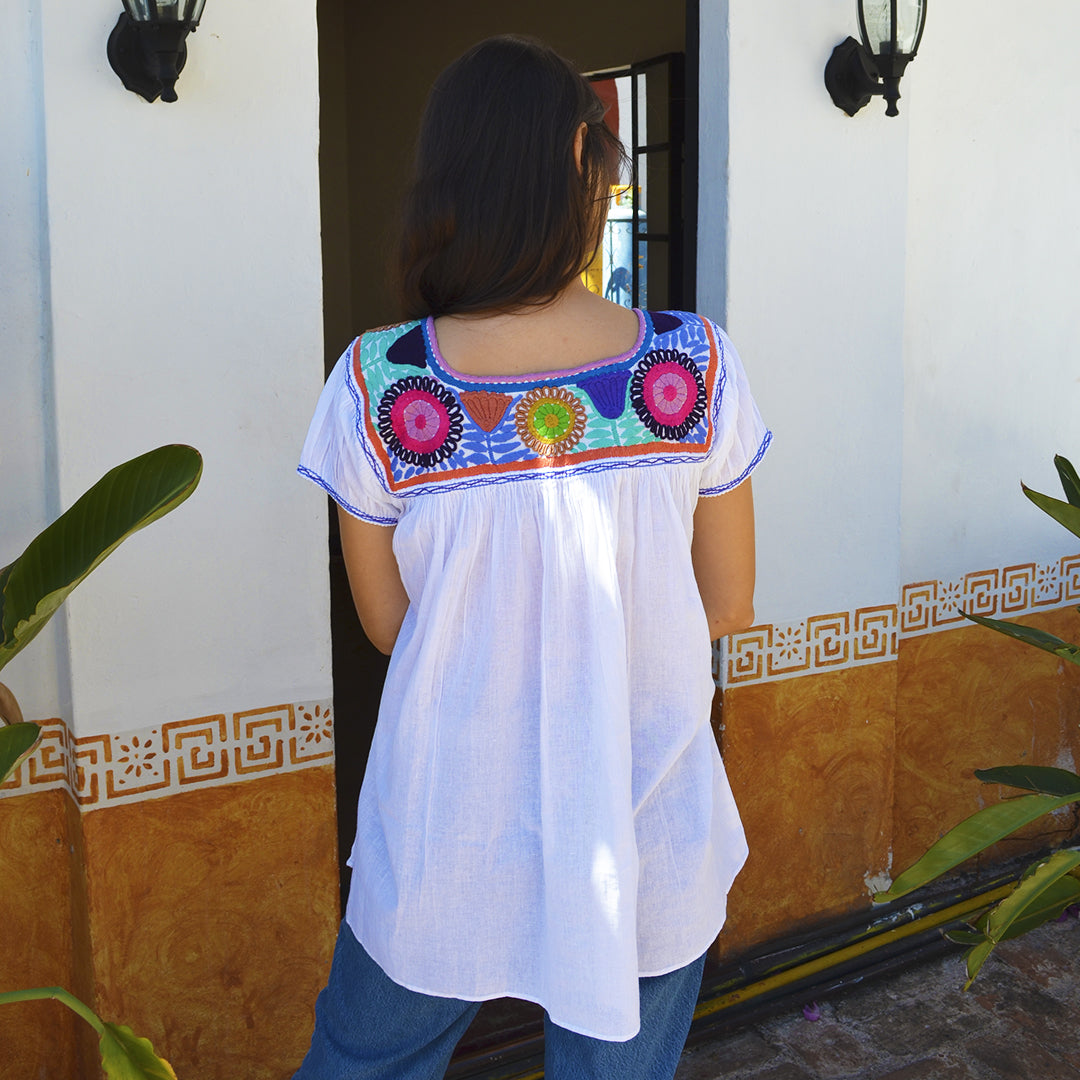 Carranza Short Sleeve Embroidered Blouse