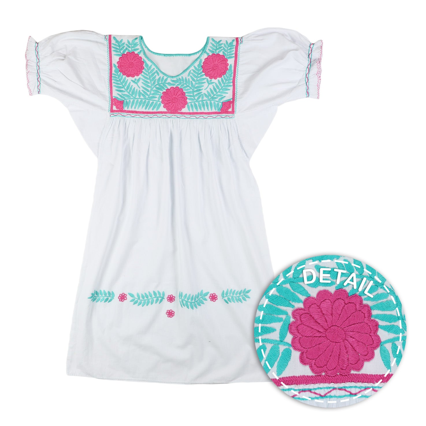 Carranza Short Sleeve Embroidered Dress