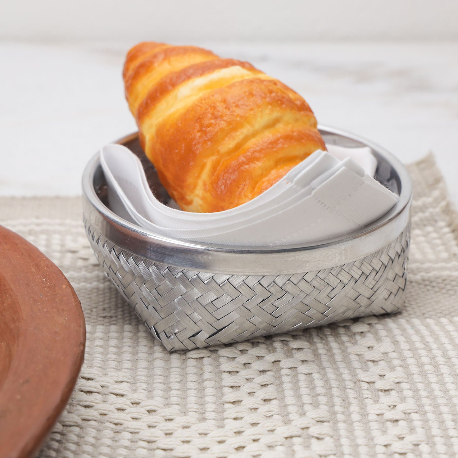 Short & Small Woven Aluminum Round Basket