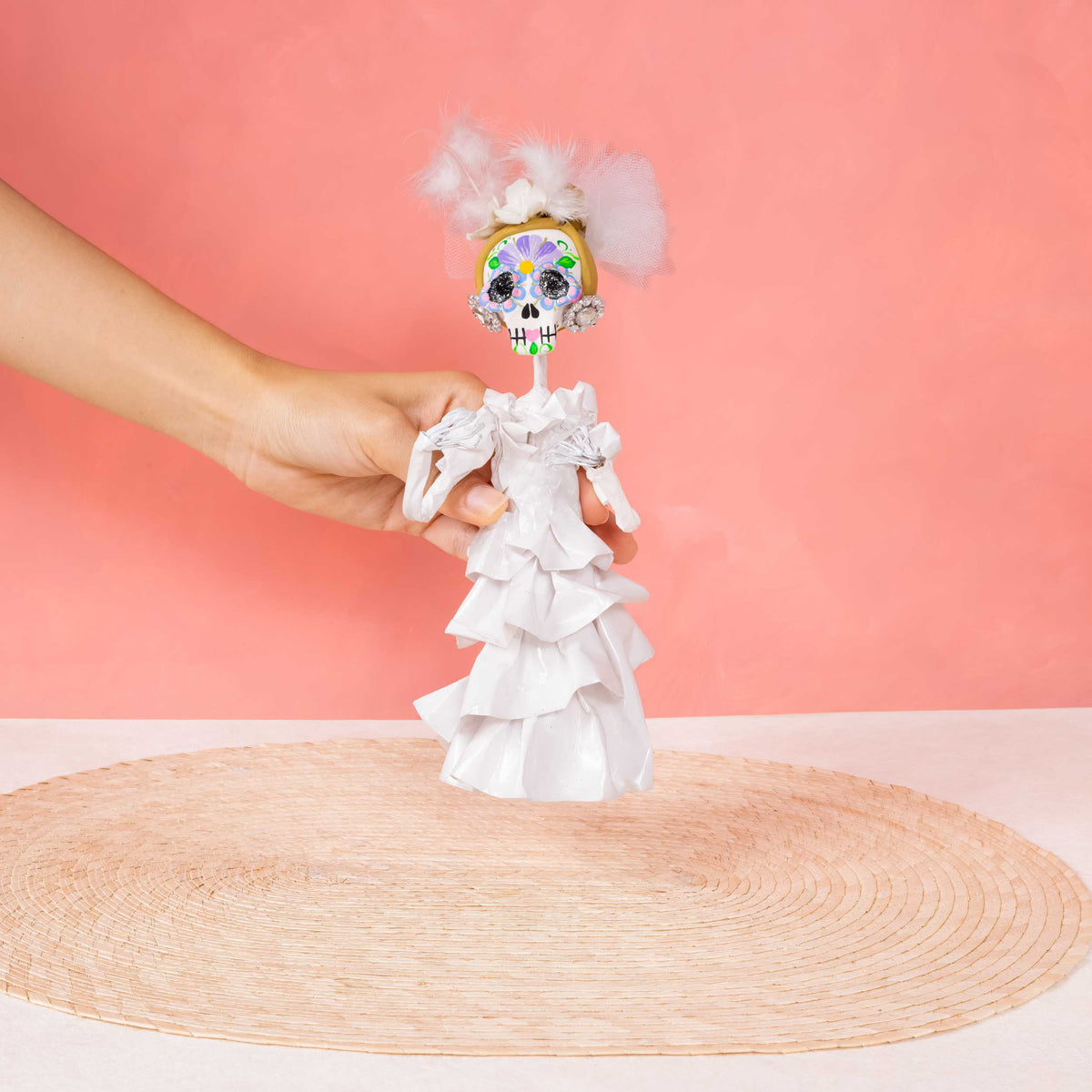 Papier-Mâché Sugar Skull Bride and Groom Sculpture