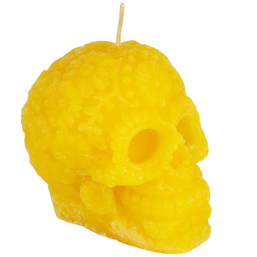 Sugar Skull with Flowers Candle
