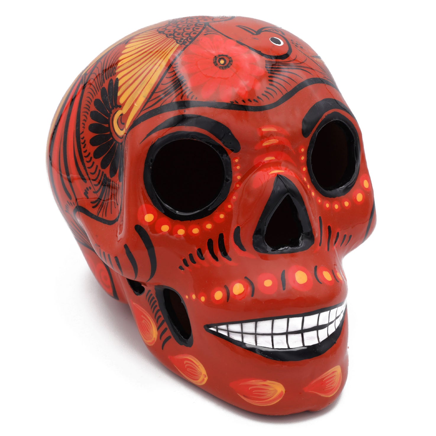 Large Hand Painted Xalitla Clay Sugar Skulls