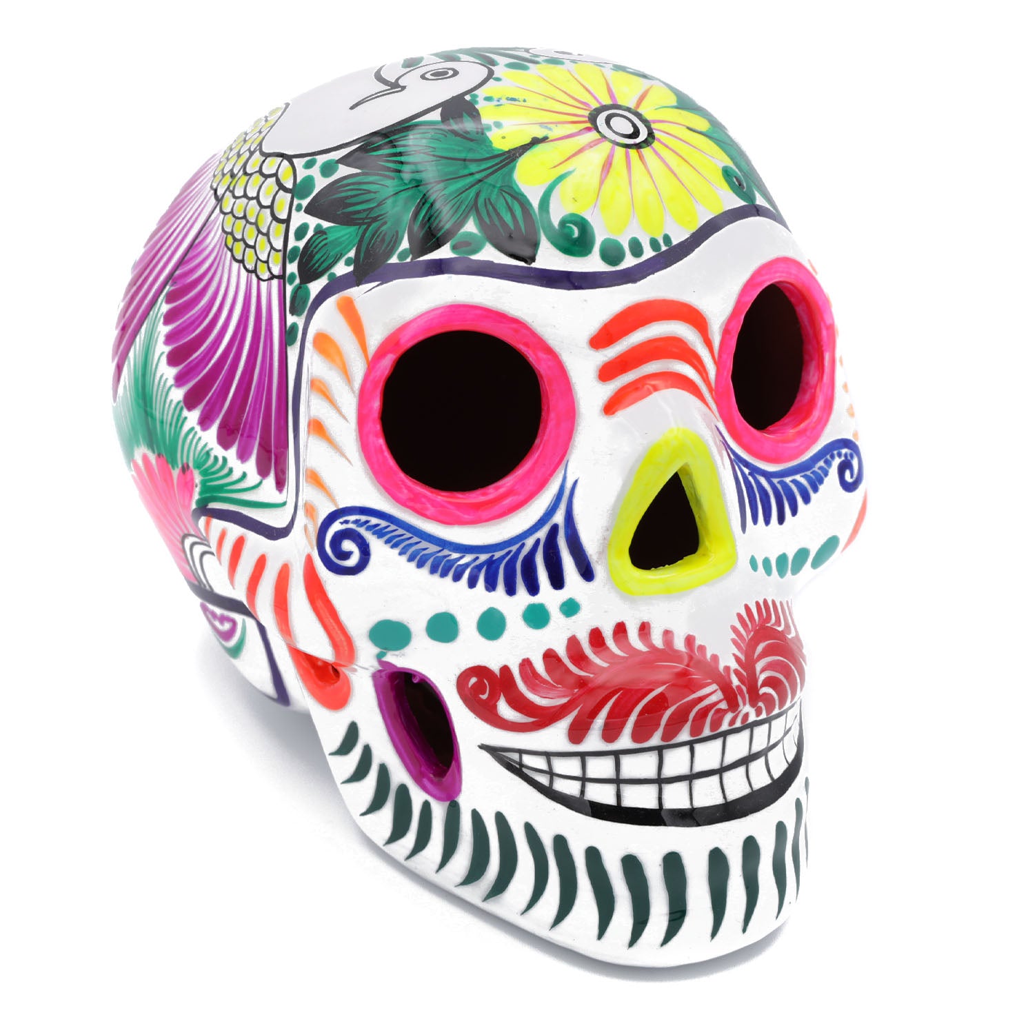 Large Hand Painted Xalitla Clay Sugar Skulls