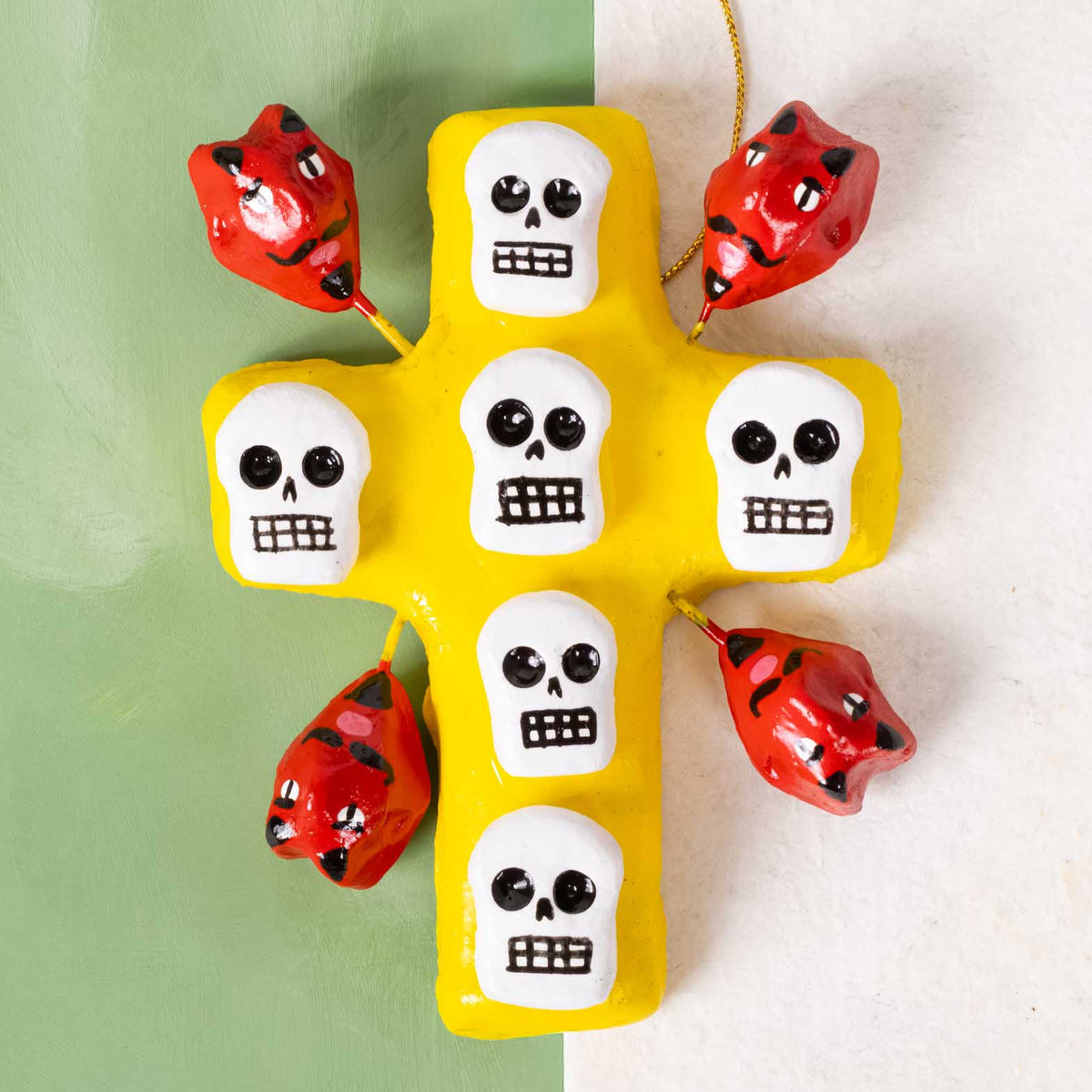 Day of the Dead Clay Wall Decor Small Cross