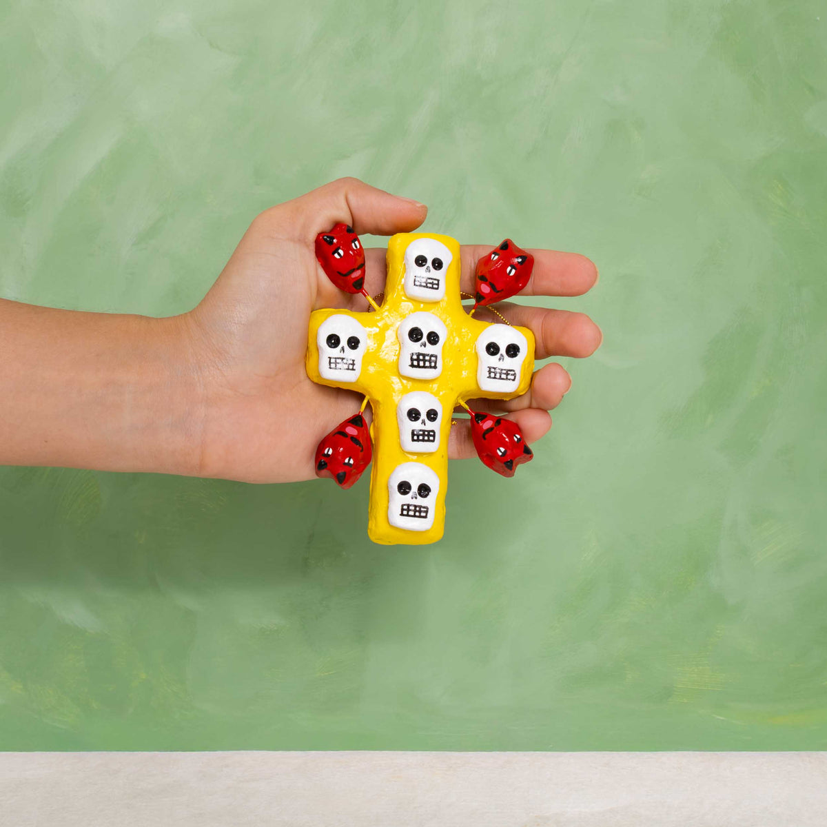 Day of the Dead Clay Wall Decor Small Cross