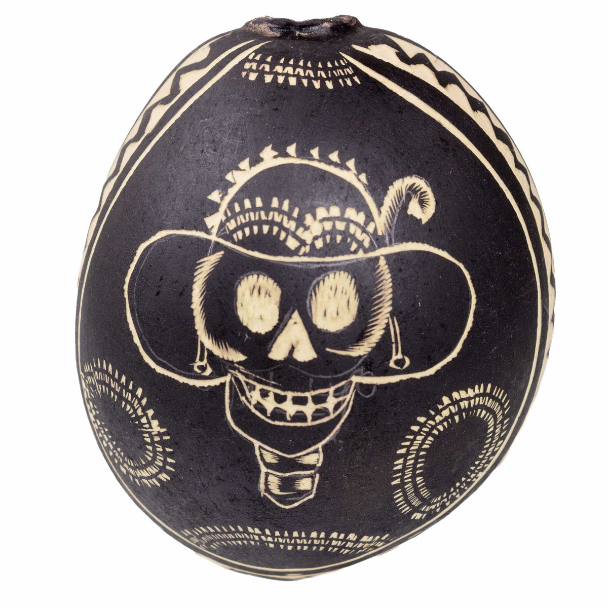 Día de Muertos Hand-Carved Mezcal Gourd, or Jícara with Natural Base