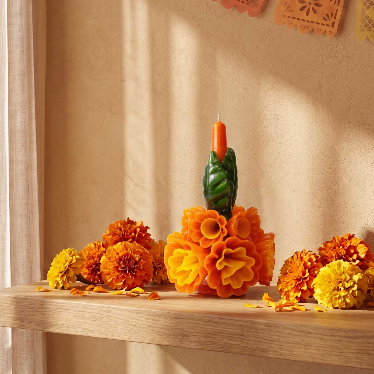 Flores de Teotitlán Short Carnation Candle