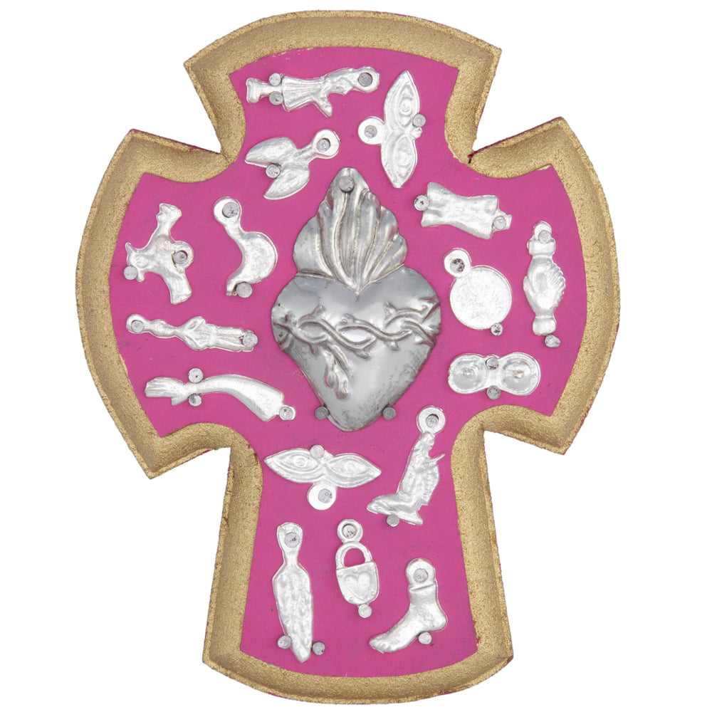 Wooden Wall Cross with Milagritos, Small