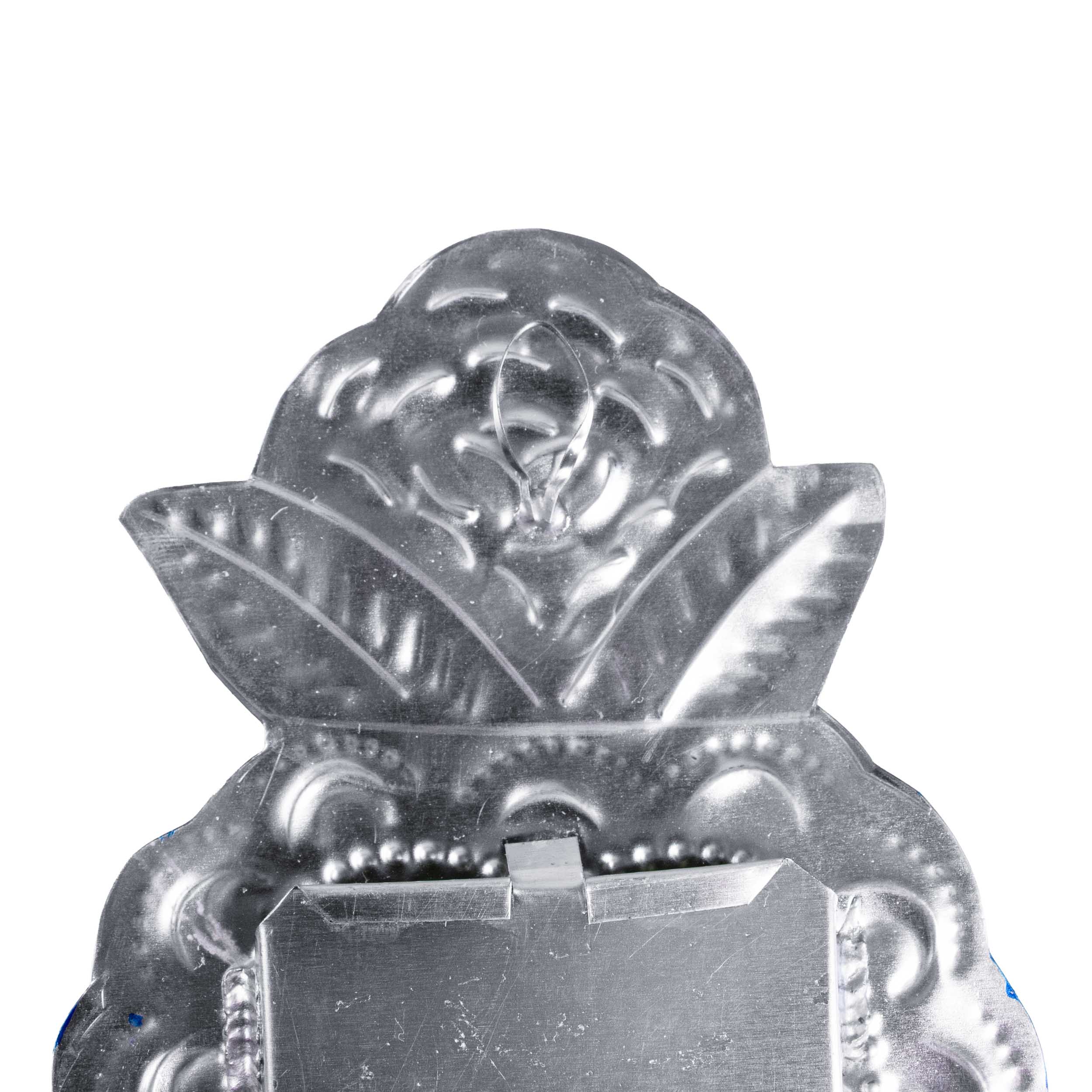 Medium Mexican Crown Milagro Tin Heart with Mirror