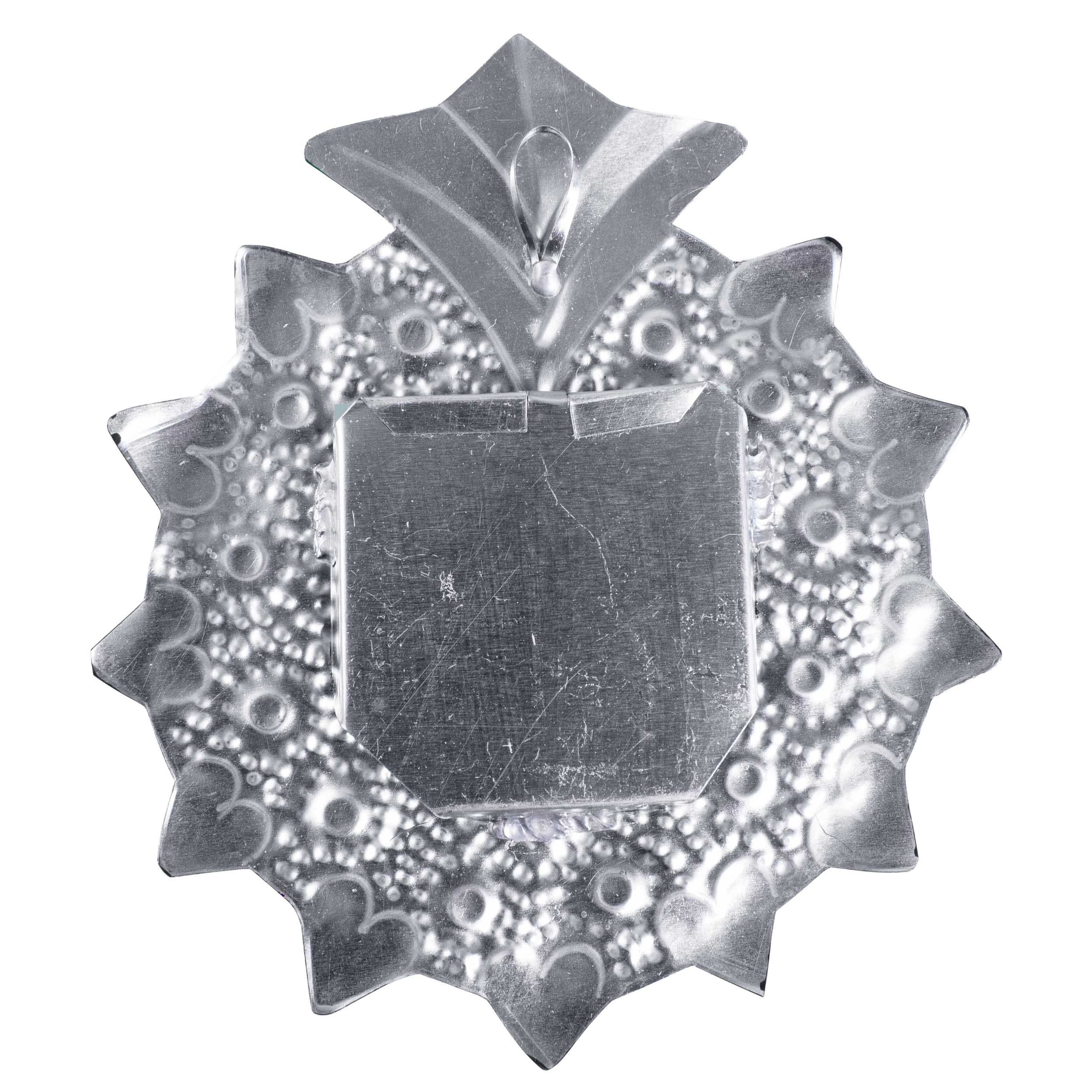 Medium Mexican Crown Milagro Tin Heart with Mirror