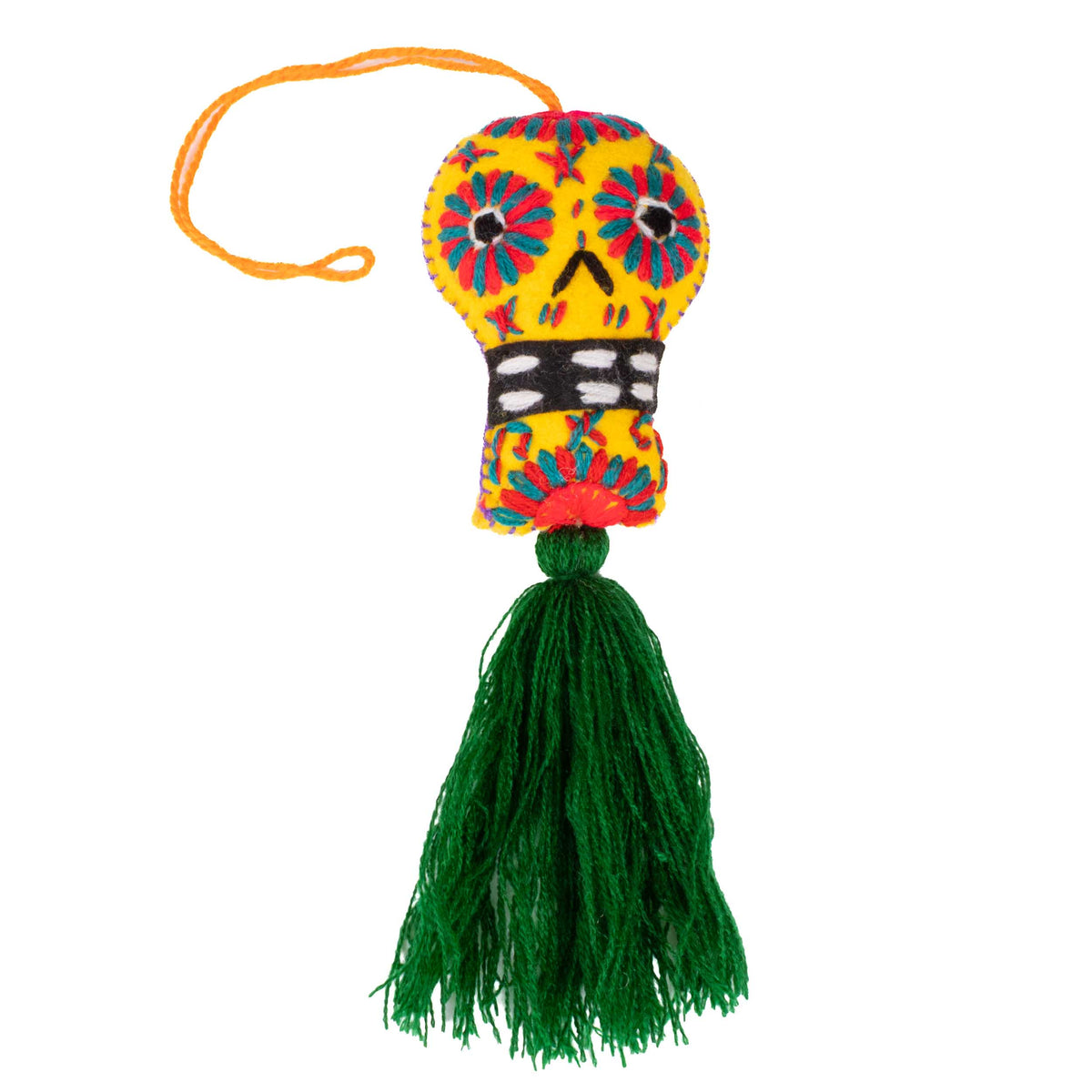 Sugar Skulls Pom Poms with Vibrant Tassel
