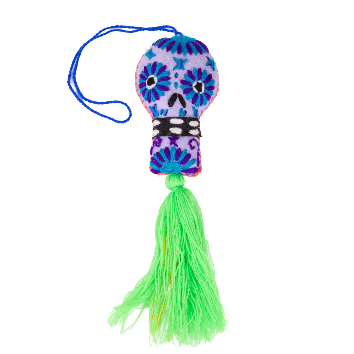 Sugar Skulls Pom Poms with Vibrant Tassel