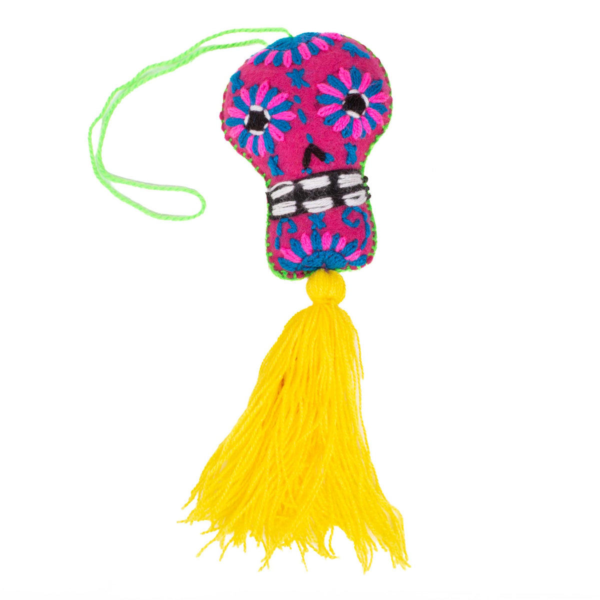 Sugar Skulls Pom Poms with Vibrant Tassel