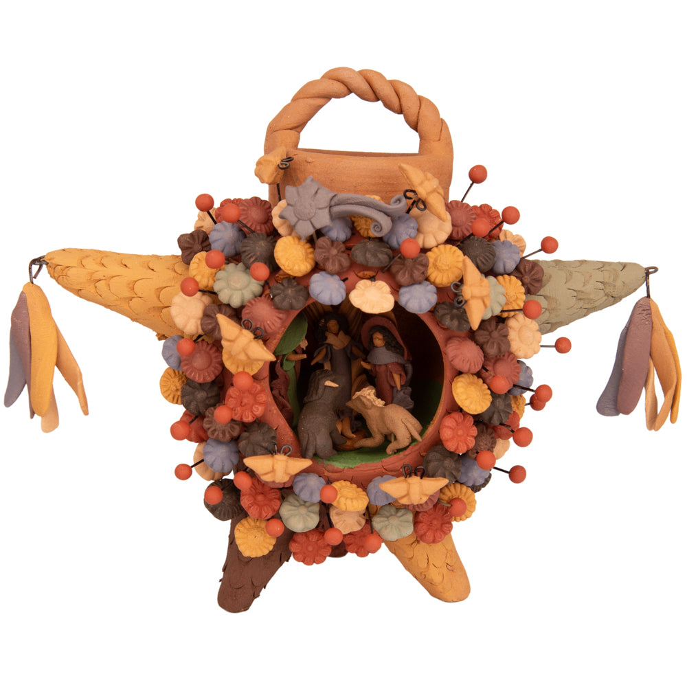 Piñata Nativity Pigmented Clay Sculpture