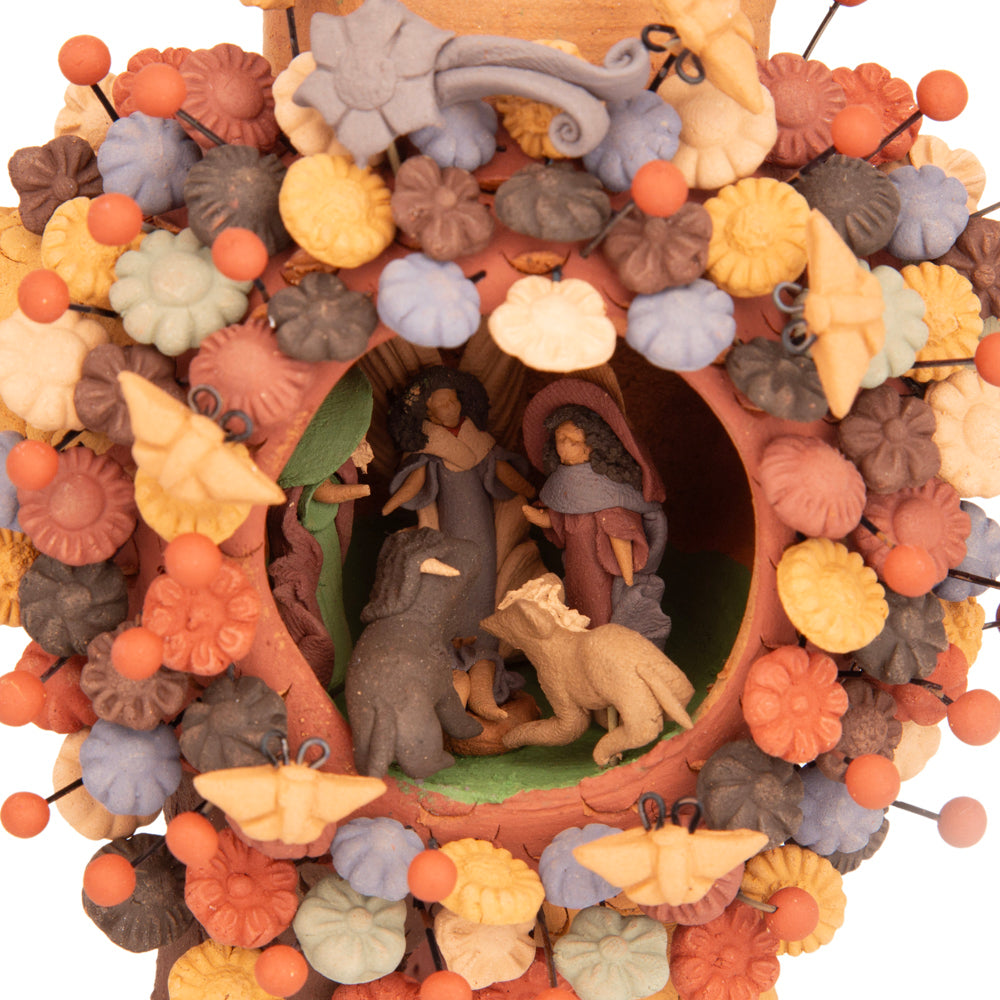 Piñata Nativity Pigmented Clay Sculpture