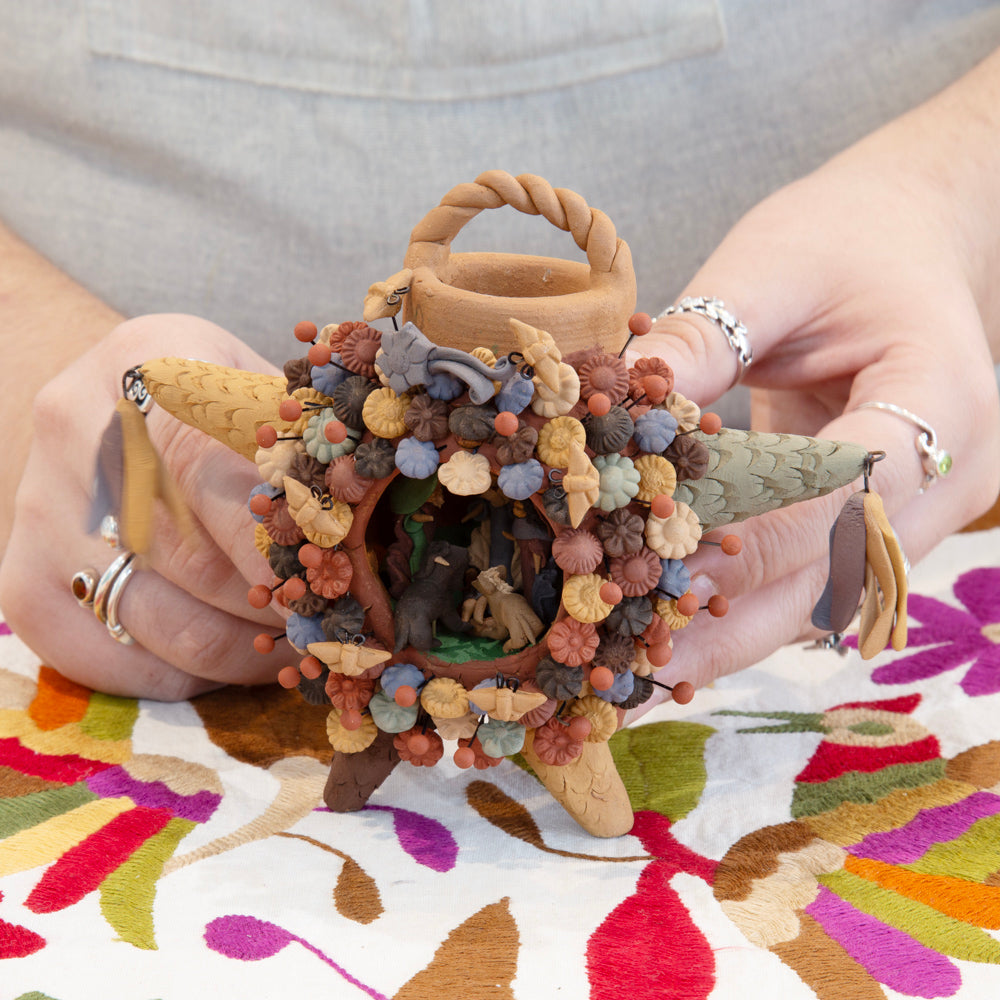 Piñata Nativity Pigmented Clay Sculpture