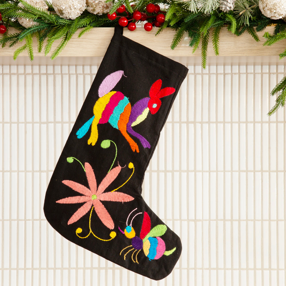 Christmas Otomí Embroidered Stocking