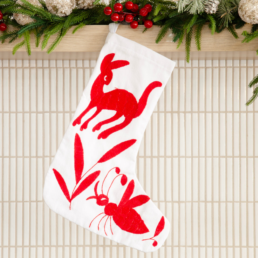 Christmas Otomí Embroidered Stocking