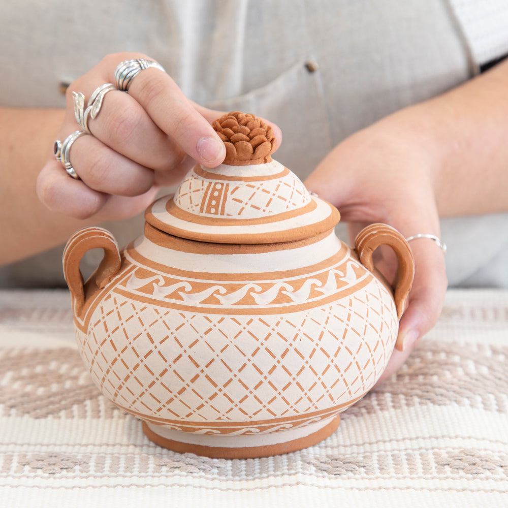 Patamban Hand-Painted Floral Sugar Bowl