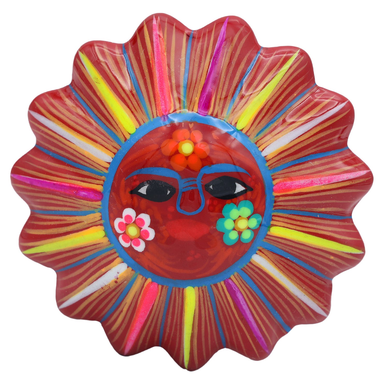 Hand-Painted Xalitla Sun Clay Trinket/Jewelry Box