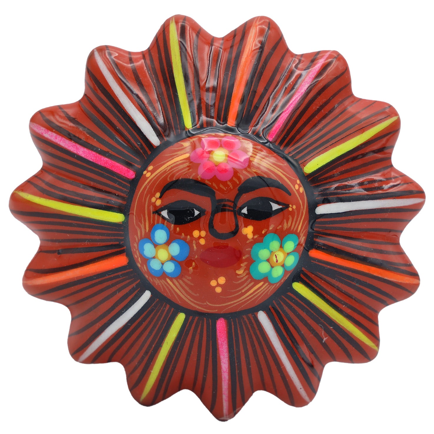 Hand-Painted Xalitla Sun Clay Trinket/Jewelry Box