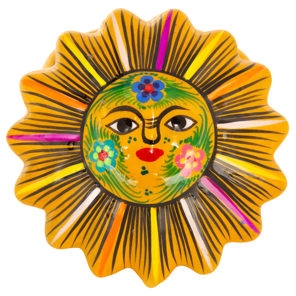 Hand-Painted Xalitla Sun Clay Trinket/Jewelry Box